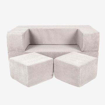 MeowBaby® Soft Velvet Cube Sofa - Ecru
