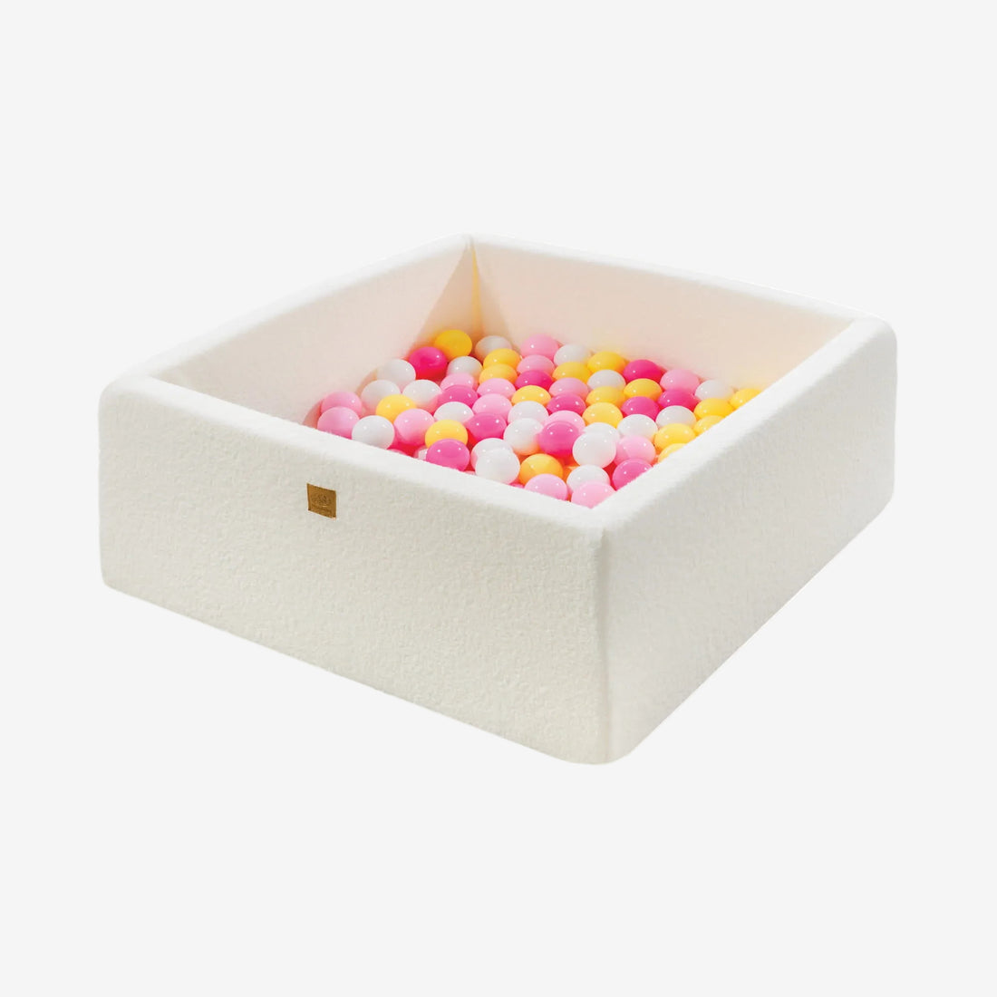 MeowBaby® Boucle White Square Balls Pit 90x90x40cm - 200 Pink White Yellow Balls