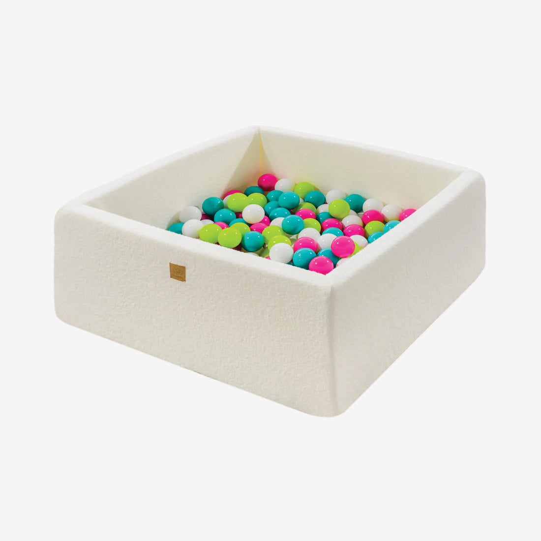 MeowBaby® Boucle White Square Ball Pit 110x110x40cm - 400  Green/Blue/White/Pink Balls