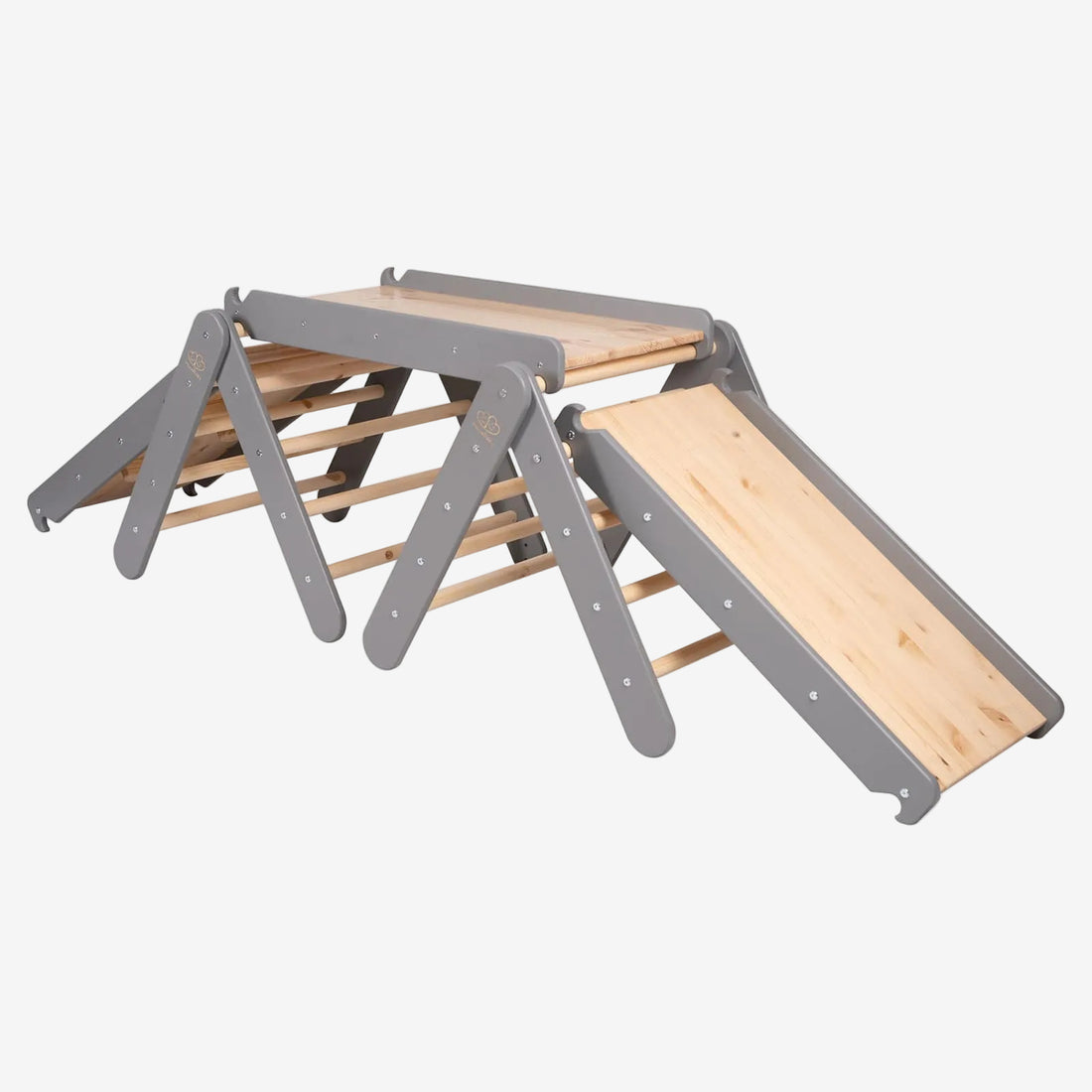 Climbing Triangle With Slide and Climbing Frame - Grey