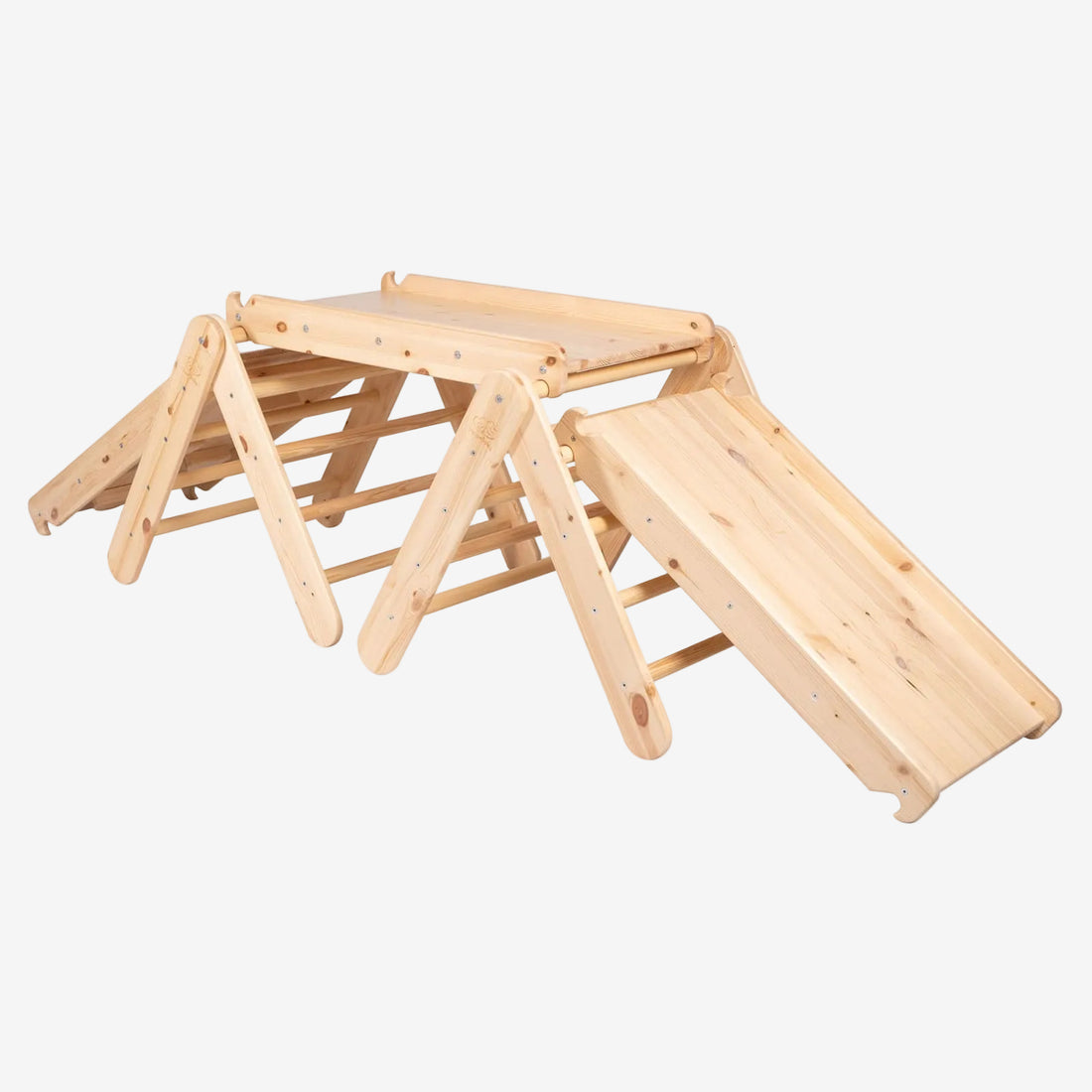 Climbing Triangle With Slide and Climbing Frame - Natural Wood