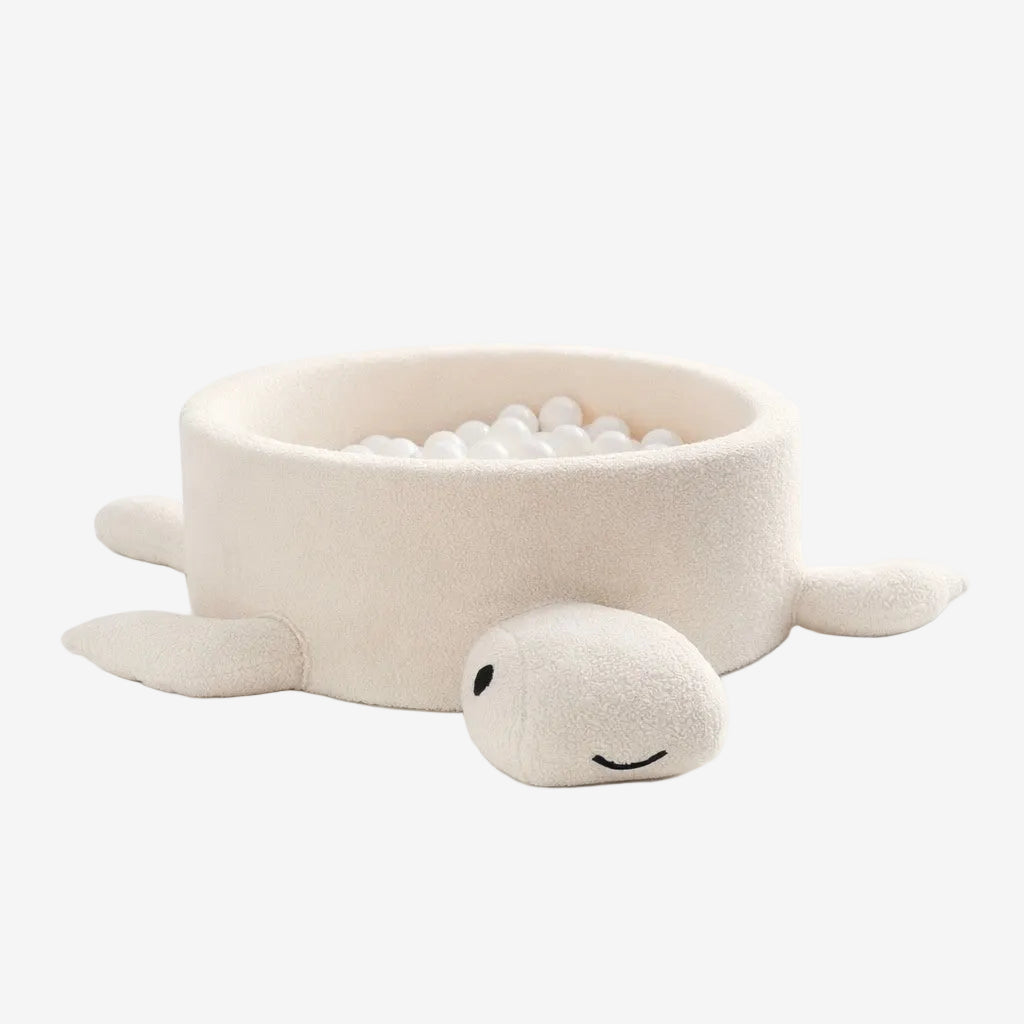 Foam Baby Ball Pit Without Balls - Turtle Cheesecake Cream Beige Boucle