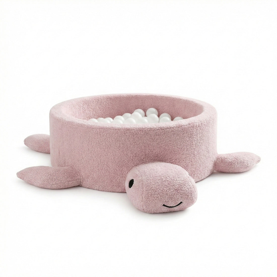 Foam Baby Ball Pit Without Balls - Turtle Raspberry Glaze Pink Boucle