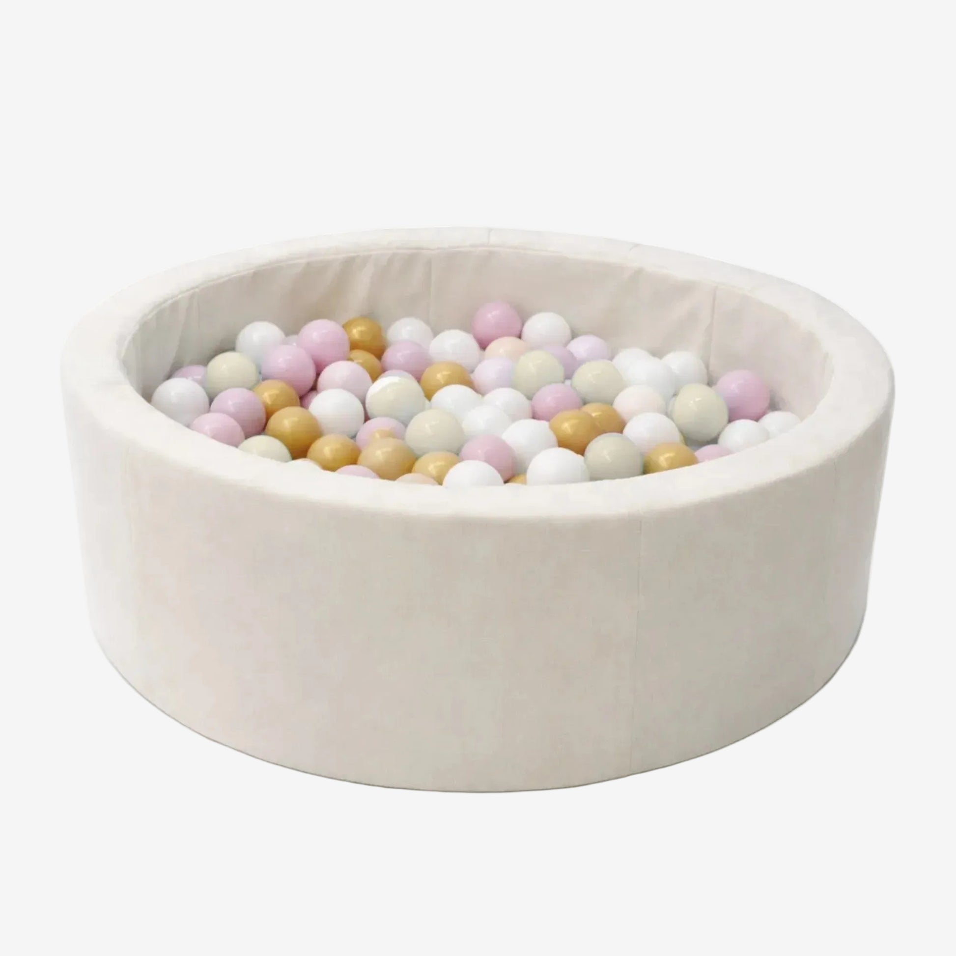 Foam Round Ball Pit 90x30cm - Beige, 200 Pastel Balls