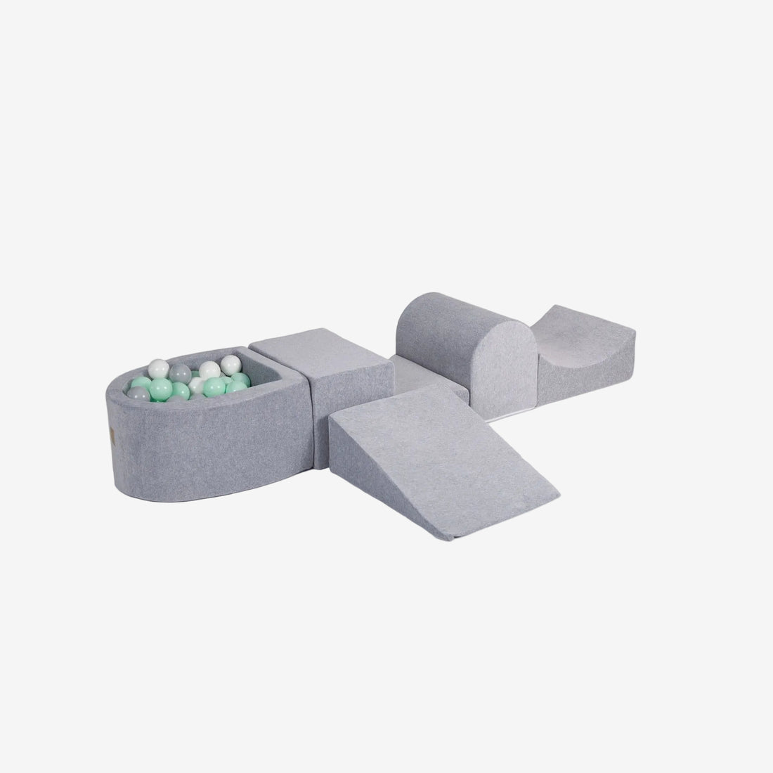 MeowBaby® Grey Velvet Playset with Ball Pit - Mint, Gray & White Balls