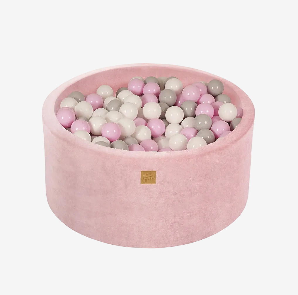 MeowBaby Round ball pit (90x40cm) Velvet with 300 Pink mix balls - Pink