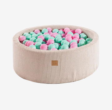 MeowBaby Round ball pit (90x30cm) Rip with 200 Pink/Mint balls - Ecru