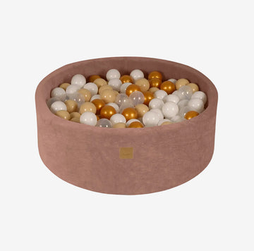 MeowBaby Round ball pit (90x30cm) Velvet with 200 Gold mix balls - Brown