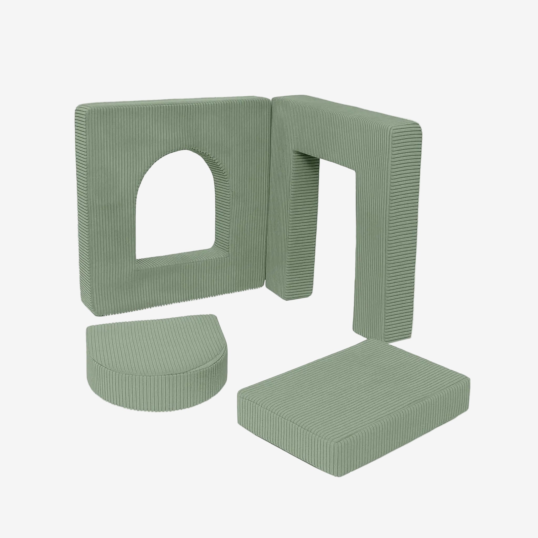 Esthetische Soft Play Set voor Peuters, 4 Elementen - Olijfgroen