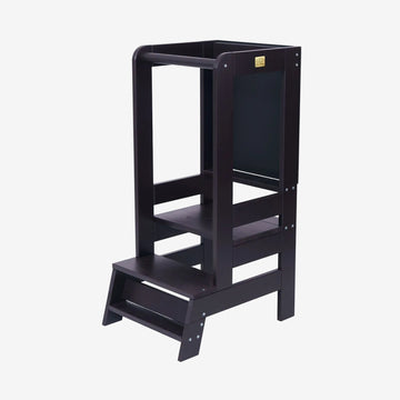 MeowBaby Wooden Kitchen Helper for Children with Board - Black