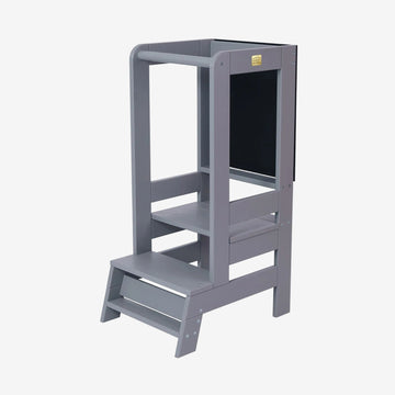 MeowBaby Wooden Kitchen Helper for Children with Board - Dark Grey