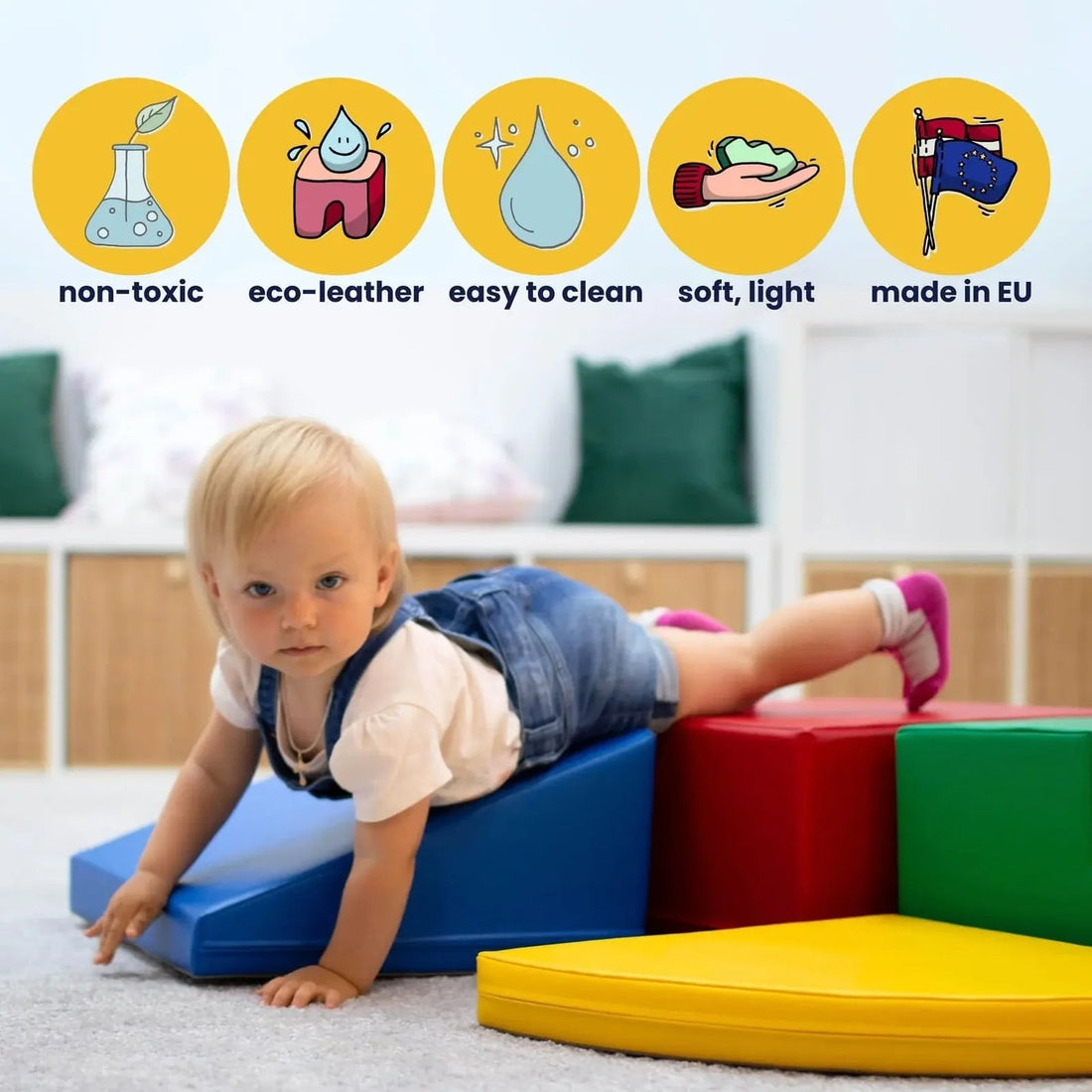 Soft Play Step and Slide Set - Pink & Beige Gray