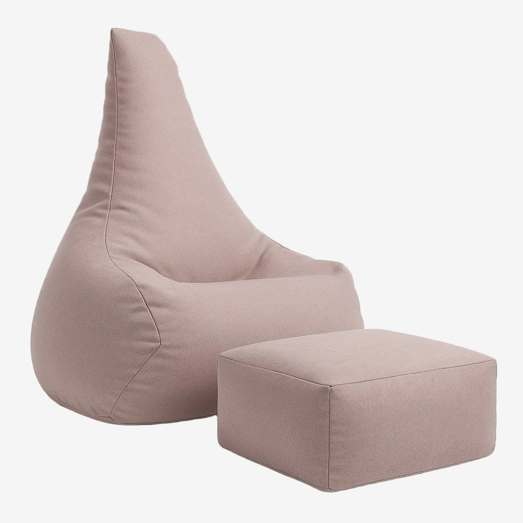 Tearo: Bean Bag + Footrest for Little Loungers - Rosy Pink